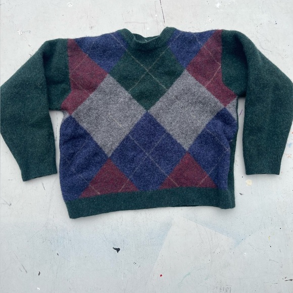 Women’s Club Room Sweater Multicolor Argyle NO SIZE Grandma Wool Prep Academia - Picture 2 of 11